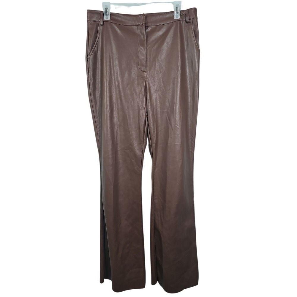MESHKI Faux Leather Pants Brown Vegan Trousers Women;s XXL